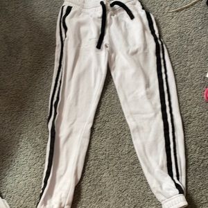 Never Worn Cotton On White Joggers w/ Black Stripe